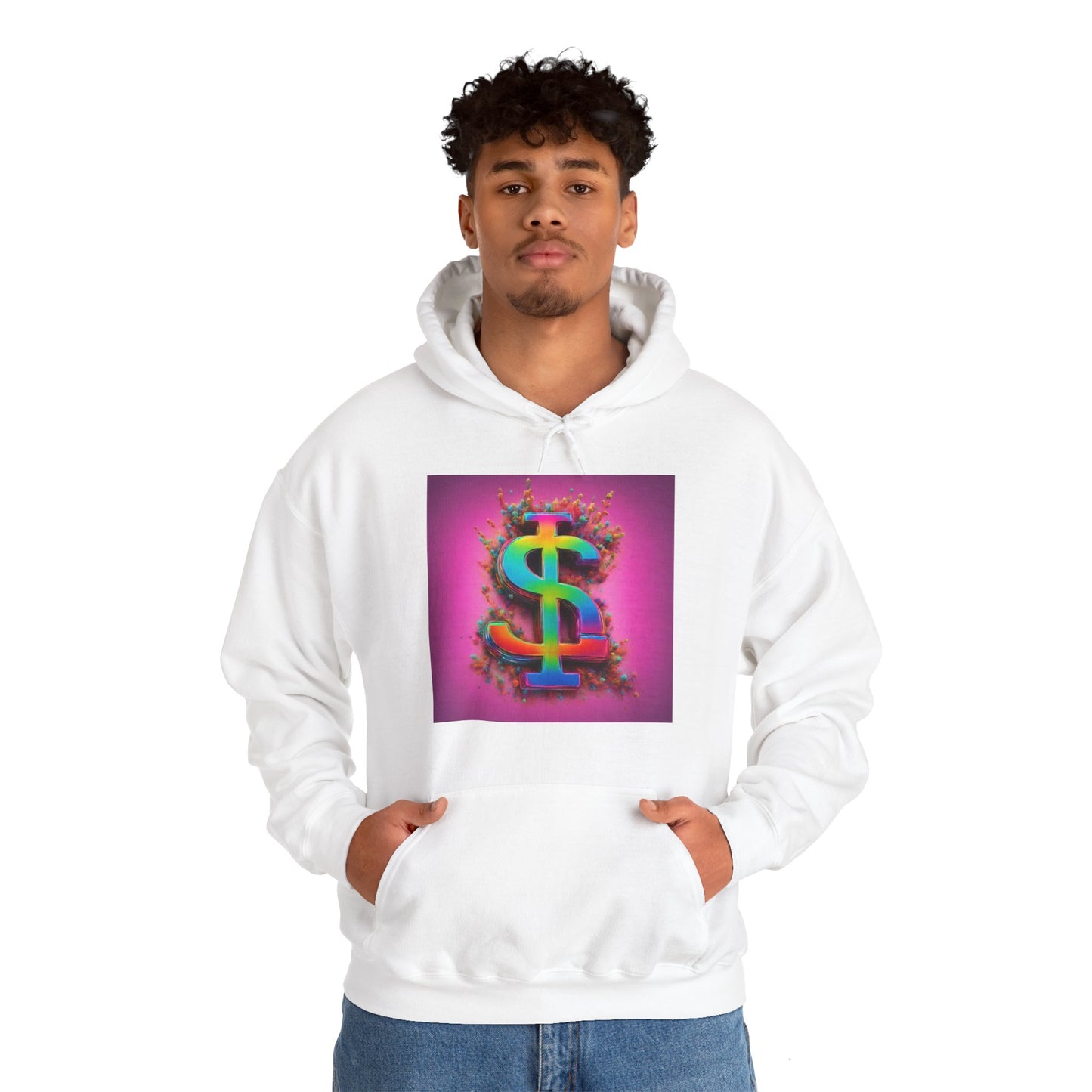 Unisex Heavy Blend™ Hooded Sweatshirt Adult/Teen Activewear Dollar Sign Hot Pink Background