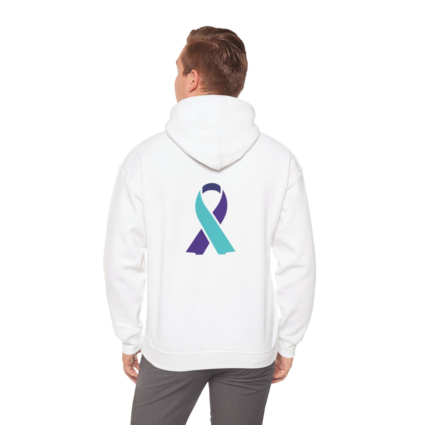 Unisex Heavy Blend™ Hooded Sweatshirt Adult/Teen Activewear Suicide Awareness Ribbon Teal/Purple Ribbon