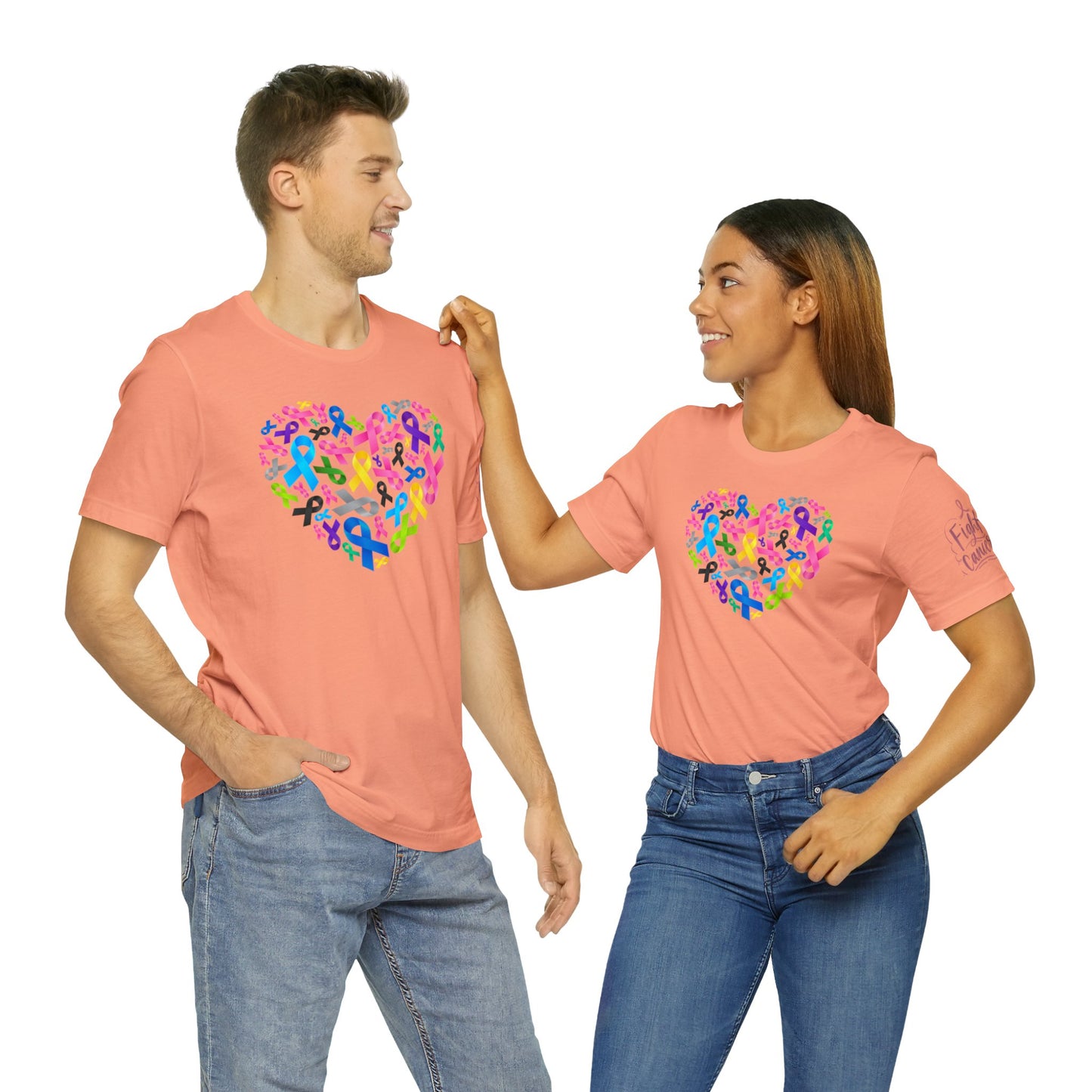 Unisex Jersey Short Sleeve Tee Adult/Teen Activewear Blue Ribbon for Child Abuse Yellow Ribbon for Child Cancer Purple Ribbon for Domestic Violence and Pink for Breast Cancer Awareness