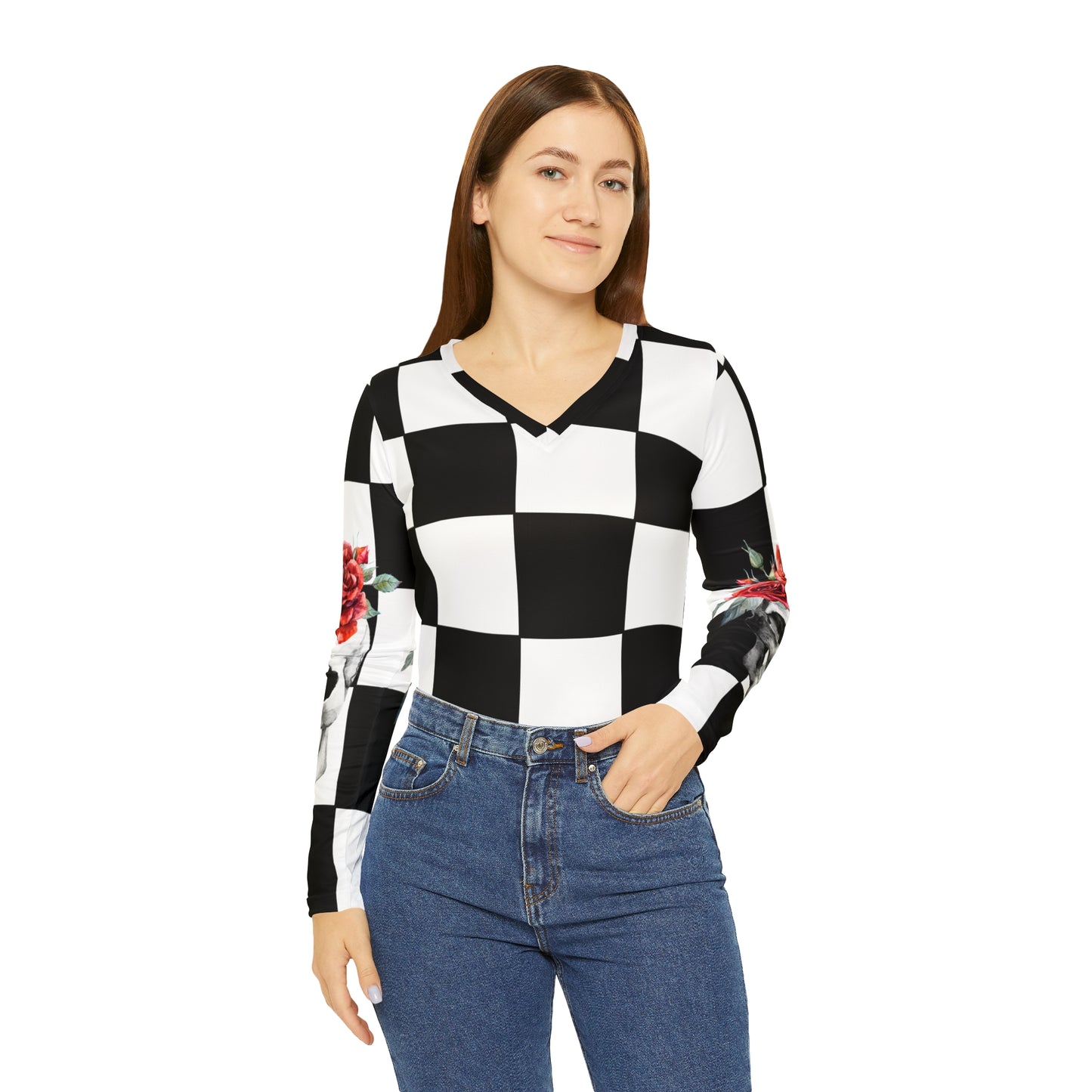 Women's Long Sleeve V-neck Shirt (AOP)