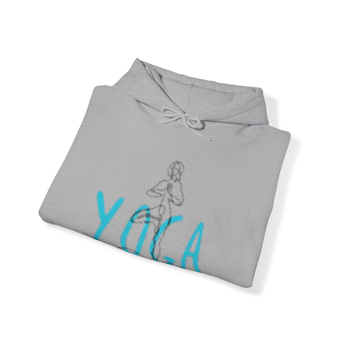 Unisex Heavy Blend™ Hooded Sweatshirt ADULT/TEEN YOGA IN TEAL-BLUE WRITNG