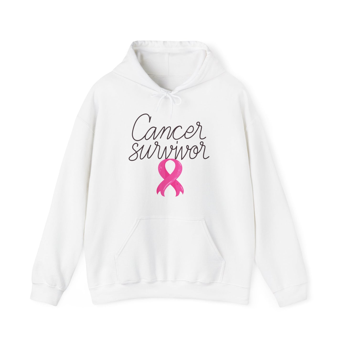 Unisex Heavy Blend™ Hooded Sweatshirt Adult/Teen Activewear Cancer Survivor with a Pink Ribbon on Front