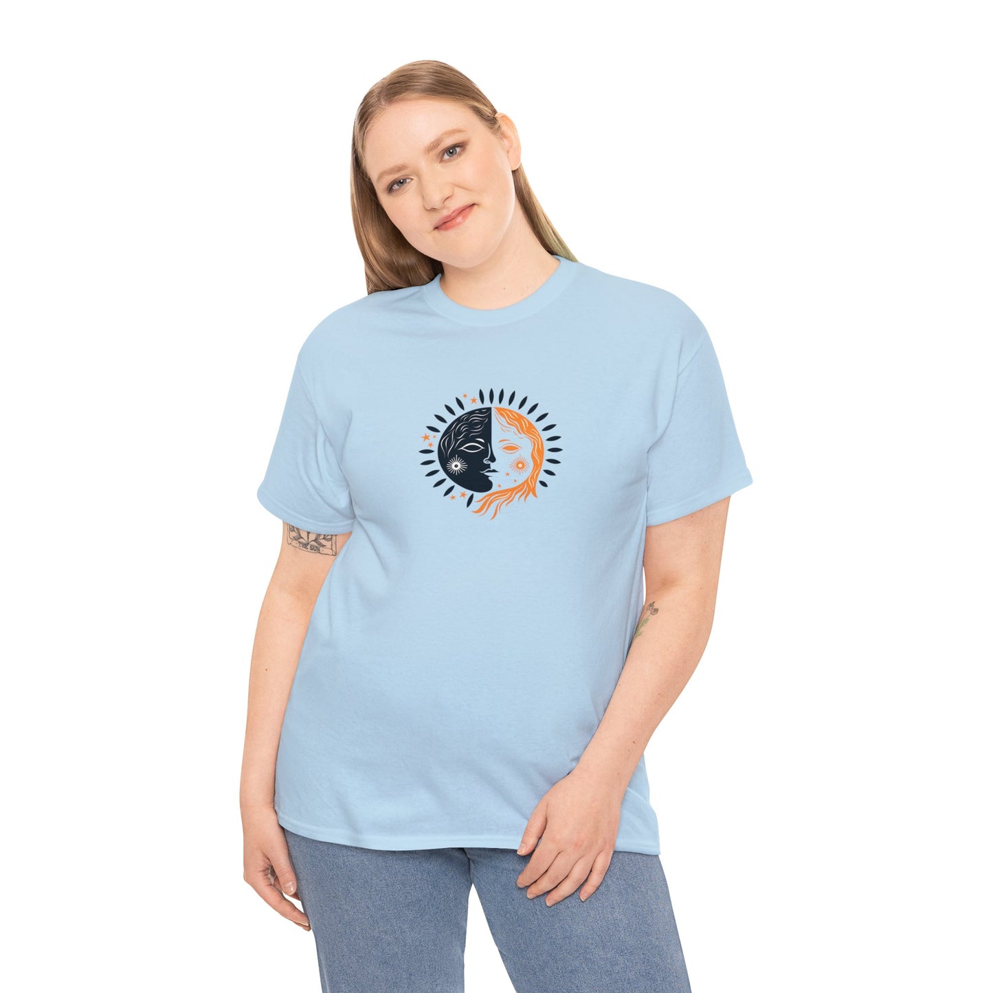 Unisex Heavy Cotton Tee Adult/Teen Activewear Sun and Moon Shirt Comes In Various Colors