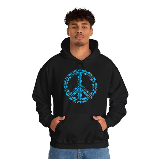 Unisex Heavy Blend™ Hooded Sweatshirt Adult/Teen Blue Peace Sign