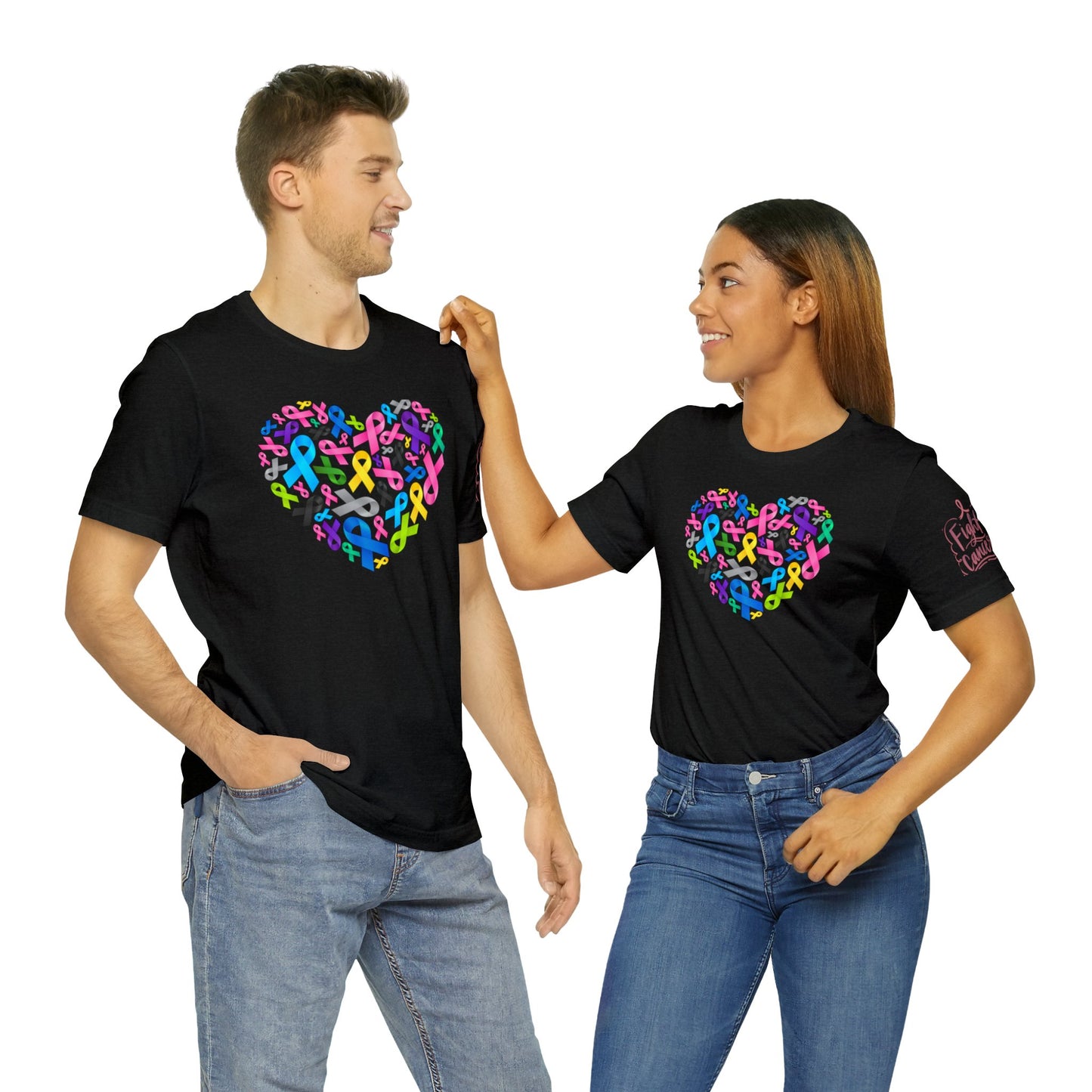 Unisex Jersey Short Sleeve Tee Adult/Teen Activewear Blue Ribbon for Child Abuse Yellow Ribbon for Child Cancer Purple Ribbon for Domestic Violence and Pink for Breast Cancer Awareness