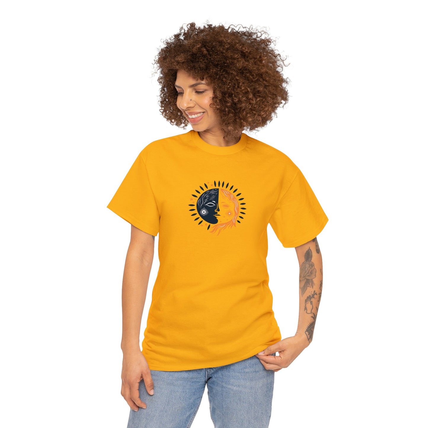 Unisex Heavy Cotton Tee Adult/Teen Activewear Sun and Moon Shirt Comes In Various Colors