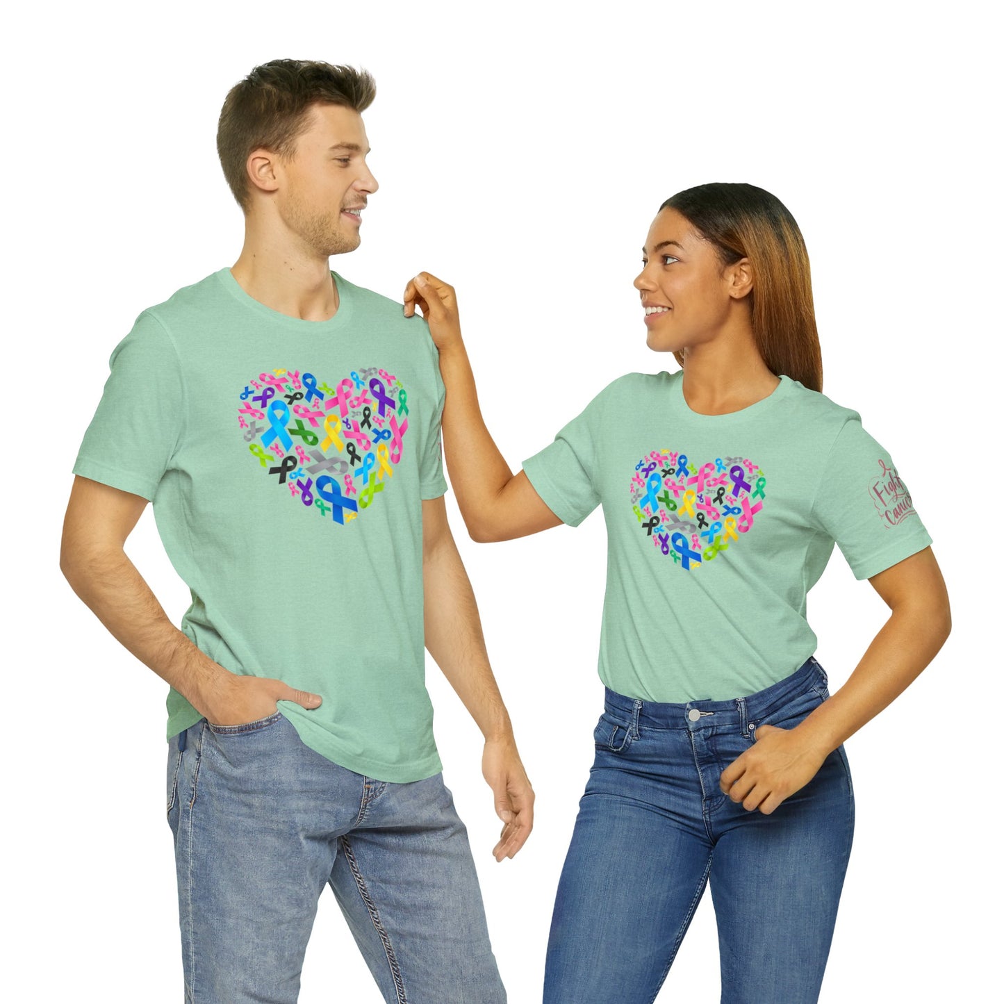 Unisex Jersey Short Sleeve Tee Adult/Teen Activewear Blue Ribbon for Child Abuse Yellow Ribbon for Child Cancer Purple Ribbon for Domestic Violence and Pink for Breast Cancer Awareness