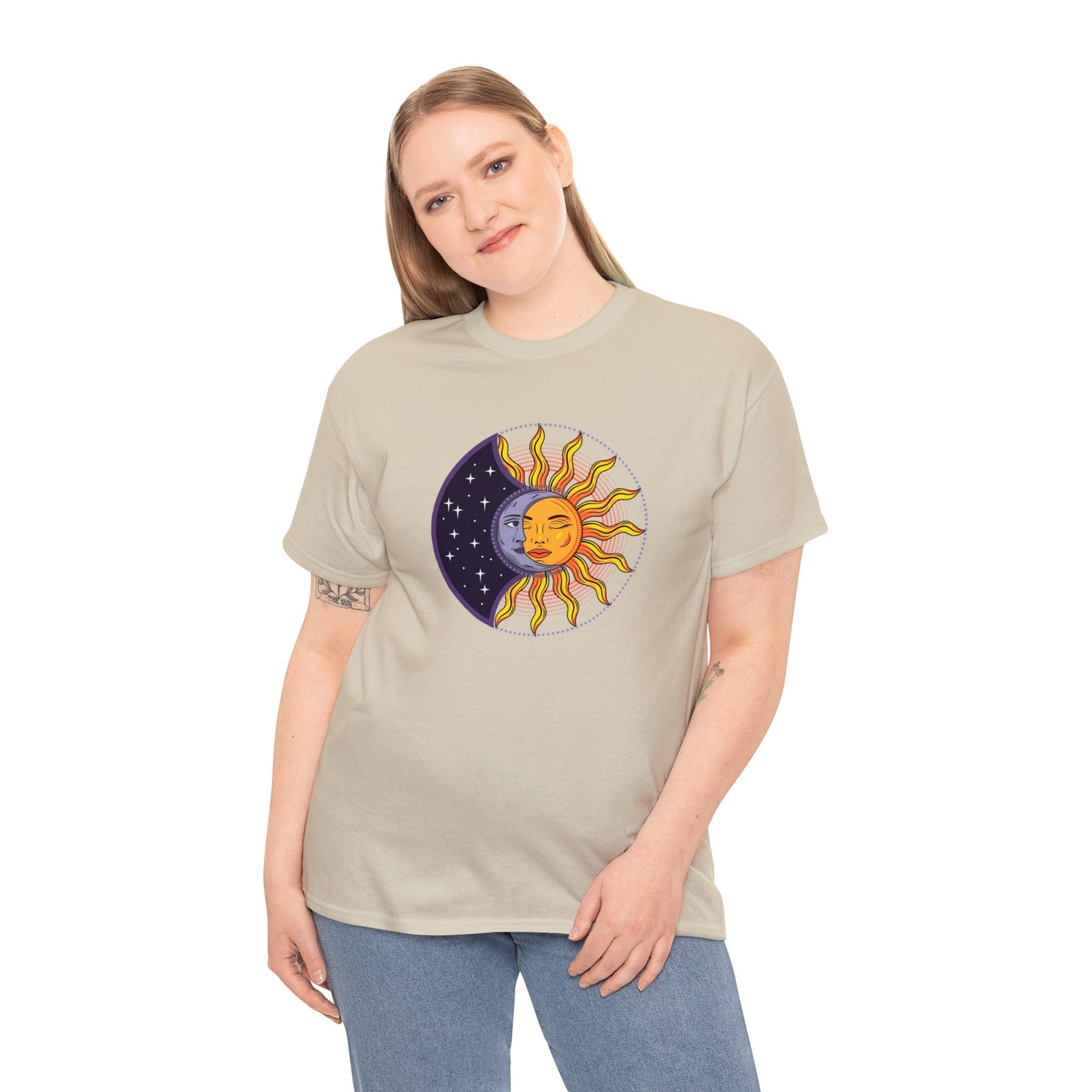 Unisex Heavy Cotton Tee Adult/Teen Activewear Sun and Moon Shirt Comes In Many Colors