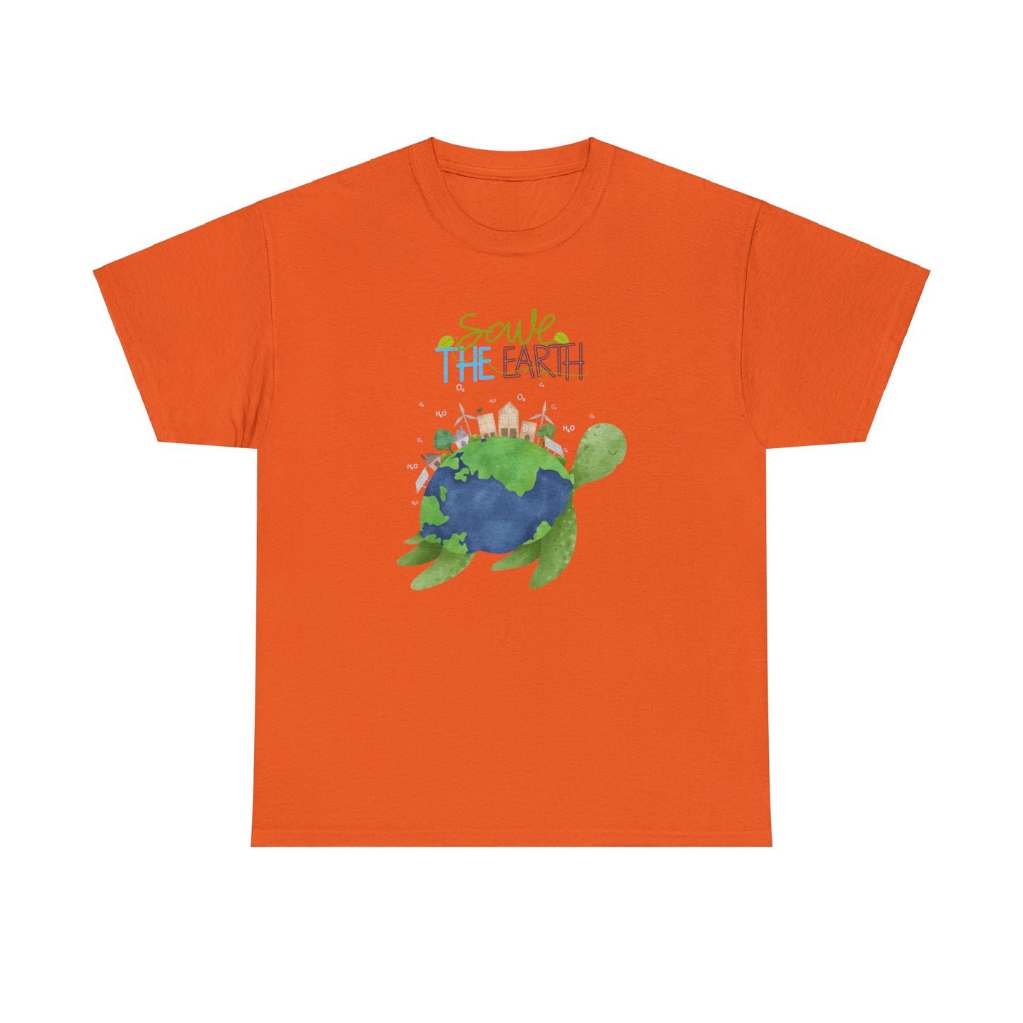 Unisex Heavy Cotton Tee Adult/Teen Activewear Shirt Comes In Many Colors Save The Earth With A Sea Turtle