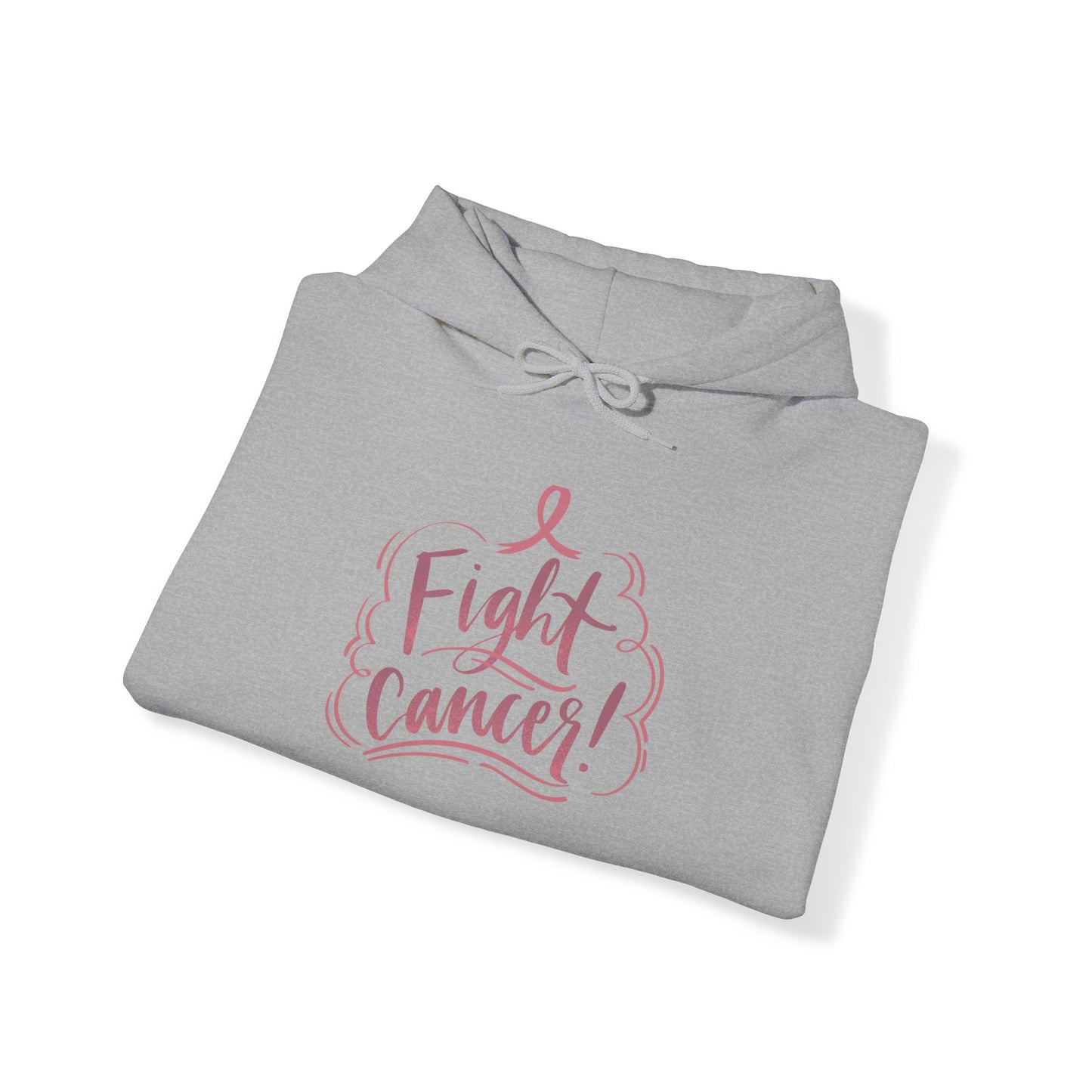 Unisex Heavy Blend™ Hooded Sweatshirt Adult/Teen Activewear fight Cancer Awareness in Pink Writing with Pink Ribbon