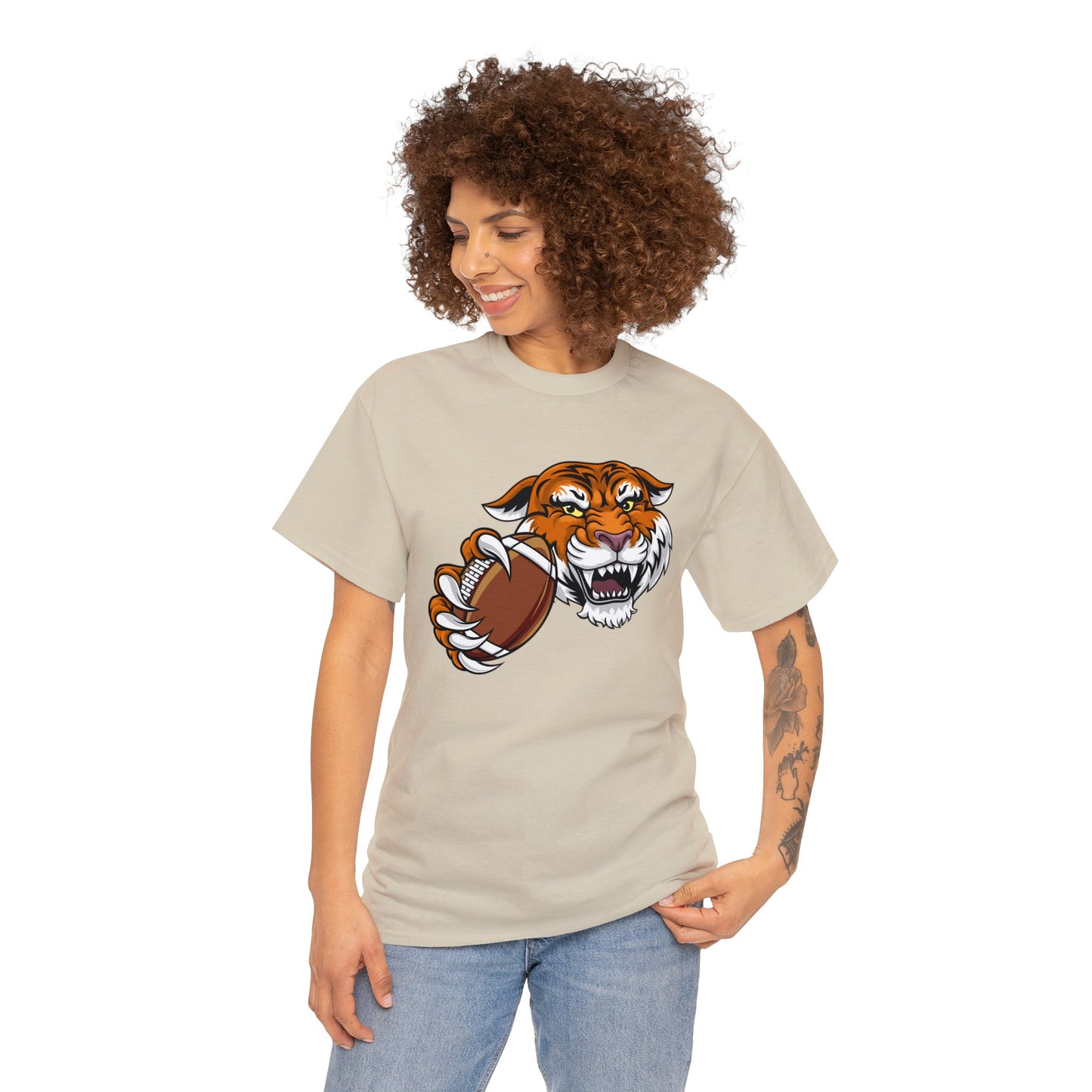 Unisex Heavy Cotton Tee Adult/Teen Activewear Tiger's Football Tea Generic Team Shirt Comes In Many Colors