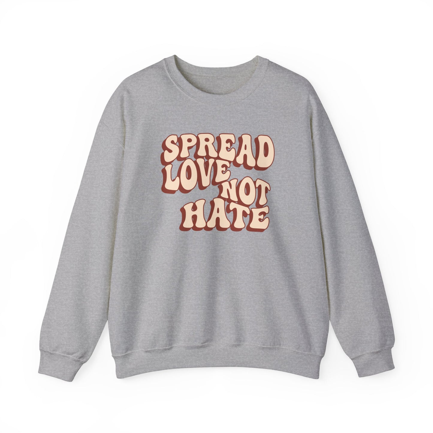 Unisex Heavy Blend™ Crewneck Sweatshirt Adult/Teen Activewear Spread Love Not Hate Colors Tan And Light Brown