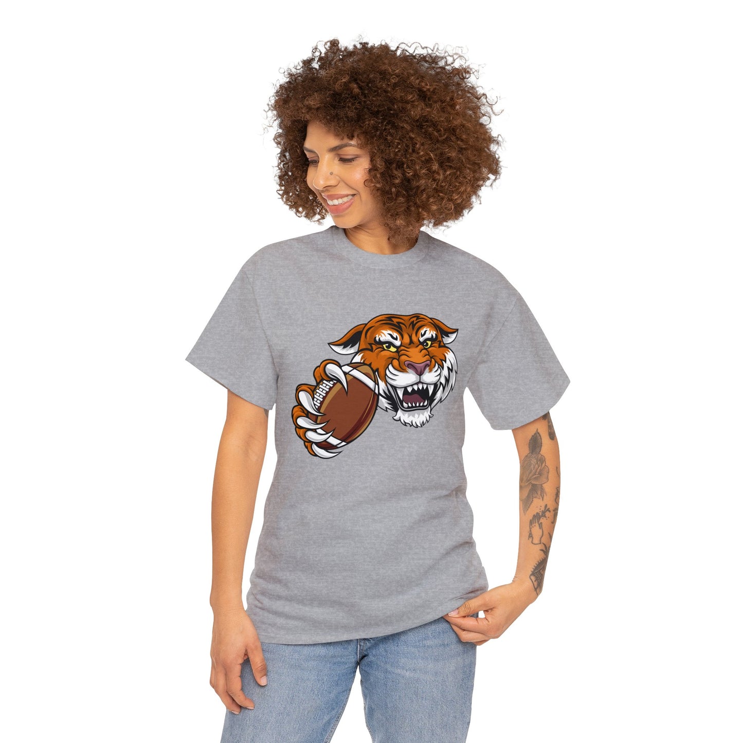 Unisex Heavy Cotton Tee Adult/Teen Activewear Tiger's Football Tea Generic Team Shirt Comes In Many Colors