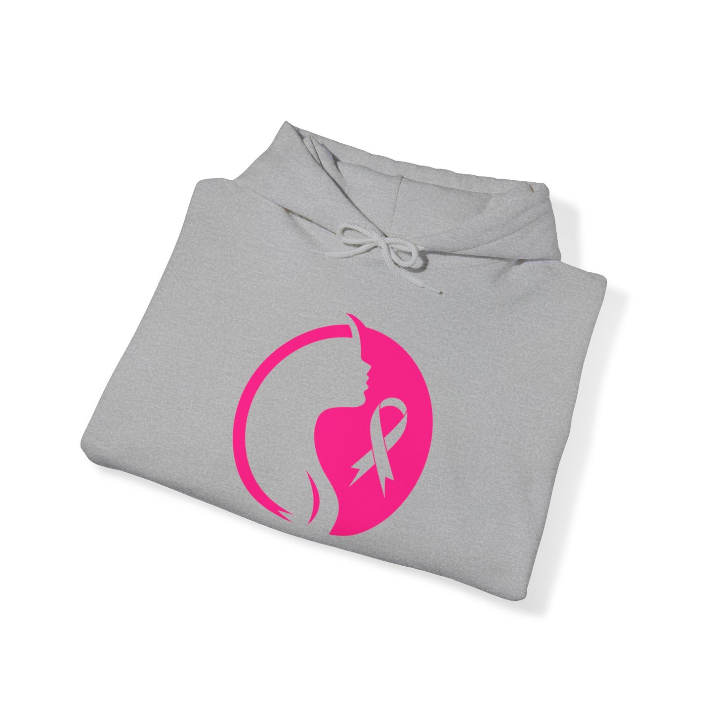 Unisex Heavy Blend™ Hooded Sweatshirt ADULT/TEEN ACTIVEWEAR BREAST CASNCER AWARENESS RIBBON PINK WITH WOMAN SILHOUETTE DEDICATED TO BRANDY PEW