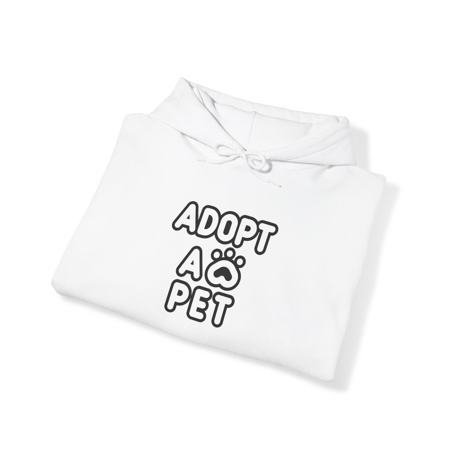 Unisex Heavy Blend™ Hooded Sweatshirt Adult/Teen Activewear Adopt A Pet On Front Black Outline Of Dog on Back