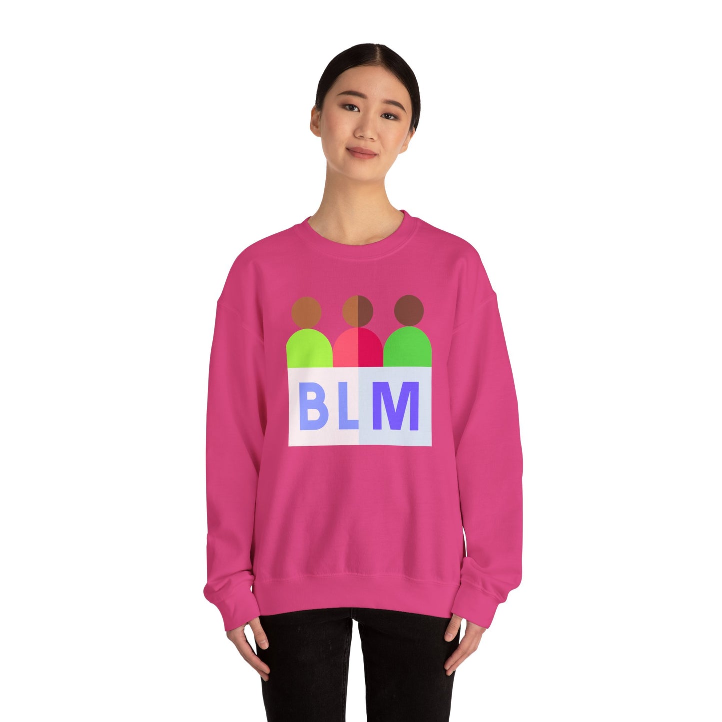 Unisex Heavy Blend™ Crewneck Sweatshirt Adult/Teen Activewear Black Lives Matter with Tan Brown Green and Purple Writing