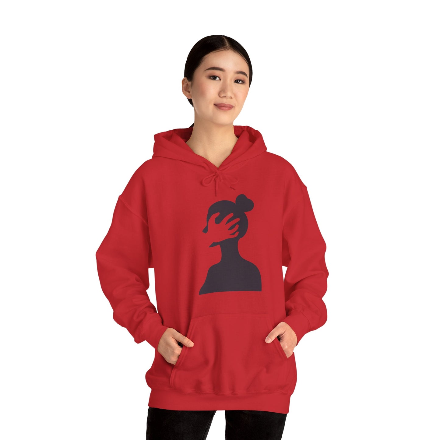 Unisex Heavy Blend™ Hooded Sweatshirt Adult/Teen Activewear Stop The Violence Against Women Black Silhouette of Woman