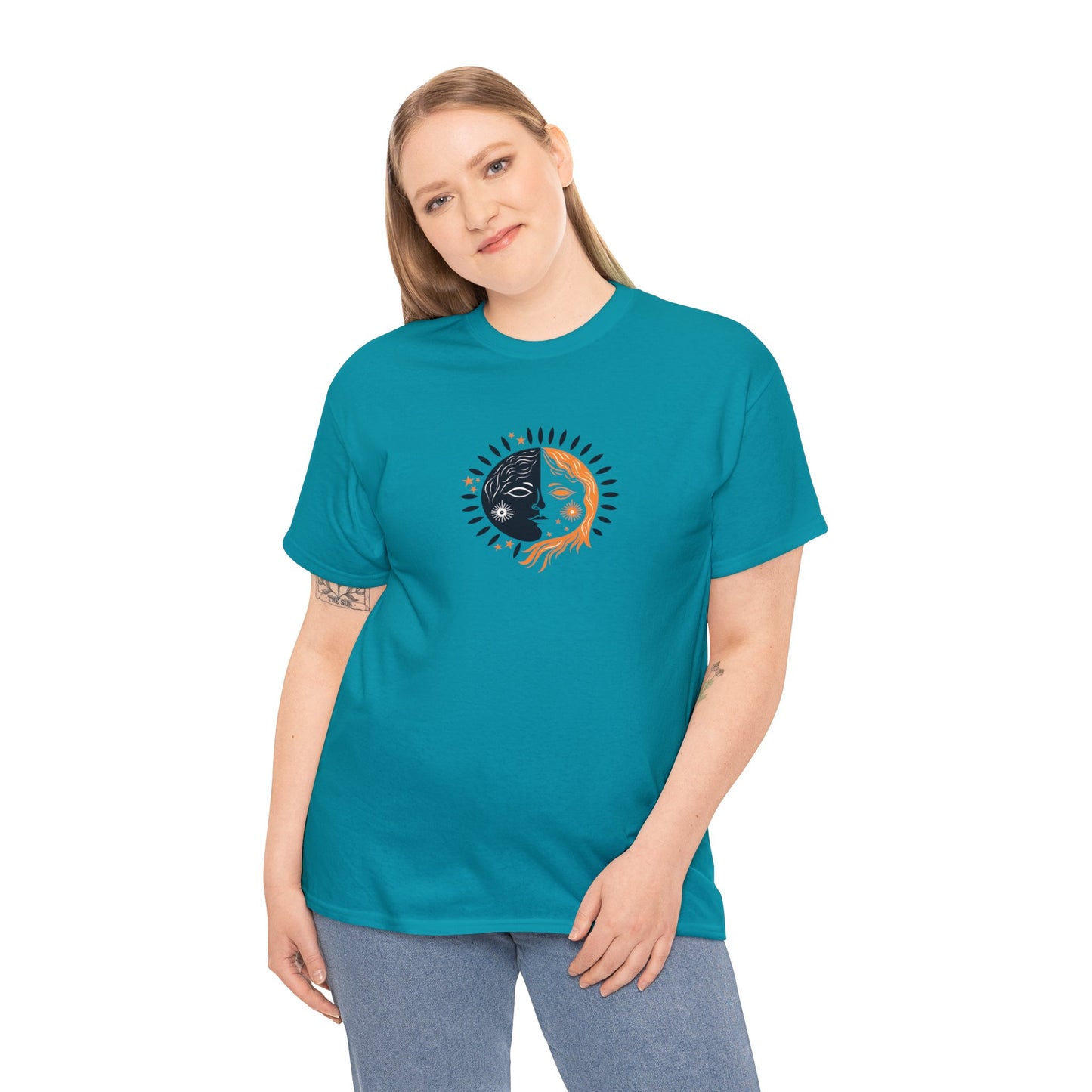 Unisex Heavy Cotton Tee Adult/Teen Activewear Sun and Moon Shirt Comes In Various Colors