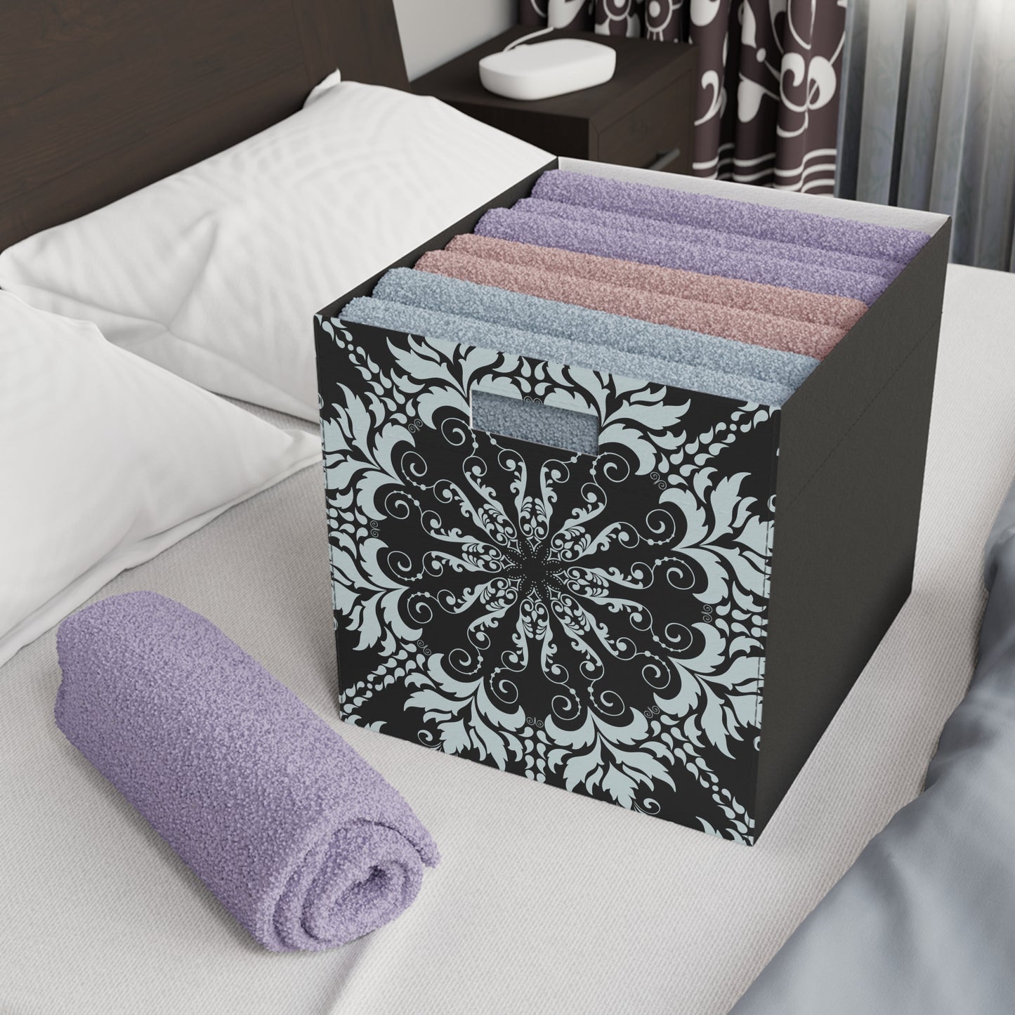 Felt Storage Box Are Available To Be Made To Match Any Product Including Pillow Shams, Curtains, Rugs, Clocks, and More Please Call 1-603-377-1833 Can Be Done In 24 Hours