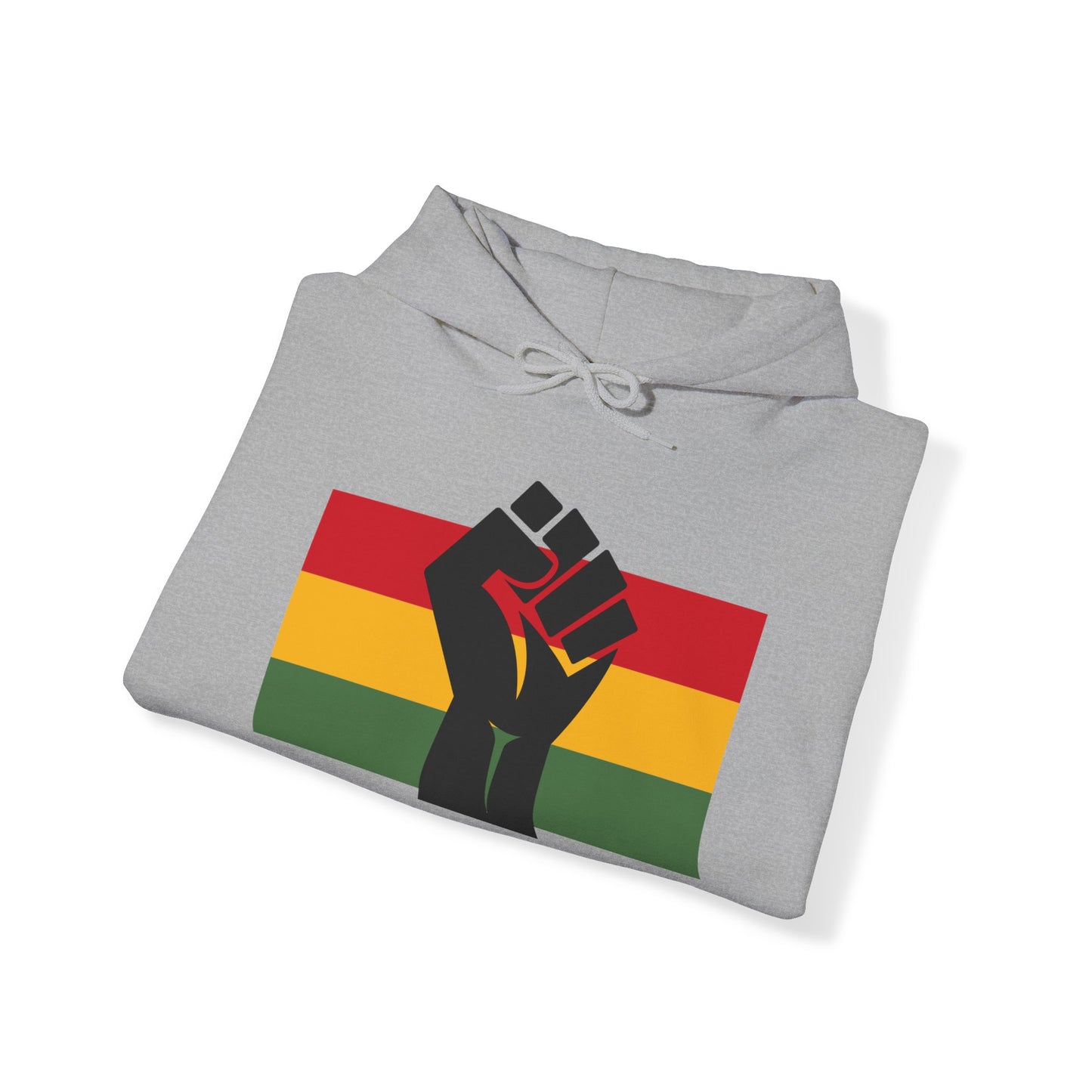 Unisex Heavy Blend™ Hooded Sweatshirt Adult/Teen Activewear No More racism Black Hand with African Colors Red Yellow Green