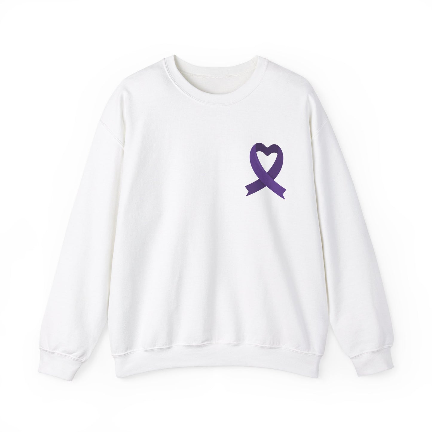 Unisex Heavy Blend™ Crewneck Sweatshirt Activewear Adult/Teen Domestic Violence Awareness Purple Ribbon Image on Back Pink Purple Silhouette of Different Races of Women