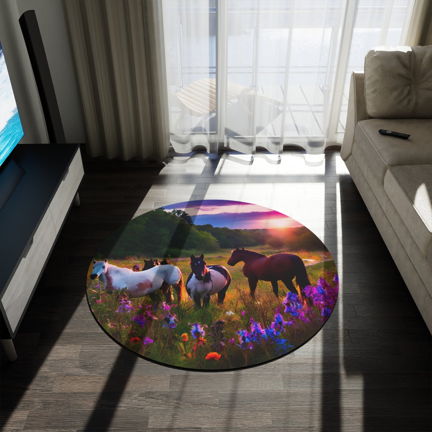 Round Rug Has Matching Products Sold Separate. One Comforter Two Pillow Sams And A Lamp, With Shipping Under 268$. Pick Your Own Image For Free Please Call, Matching Rugs Curtains And Clocks Also Available