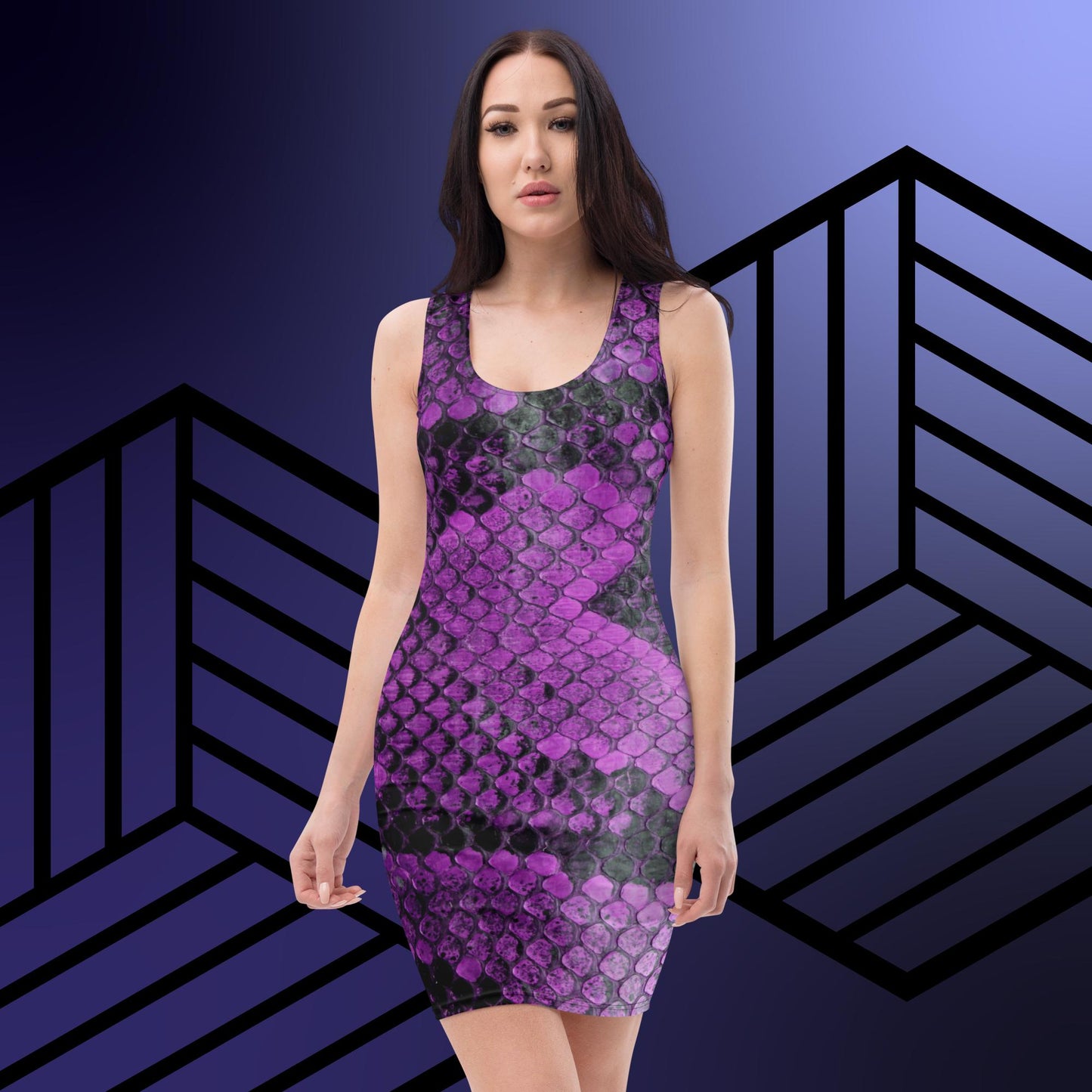 Bodycon dress Purple Snakeskin