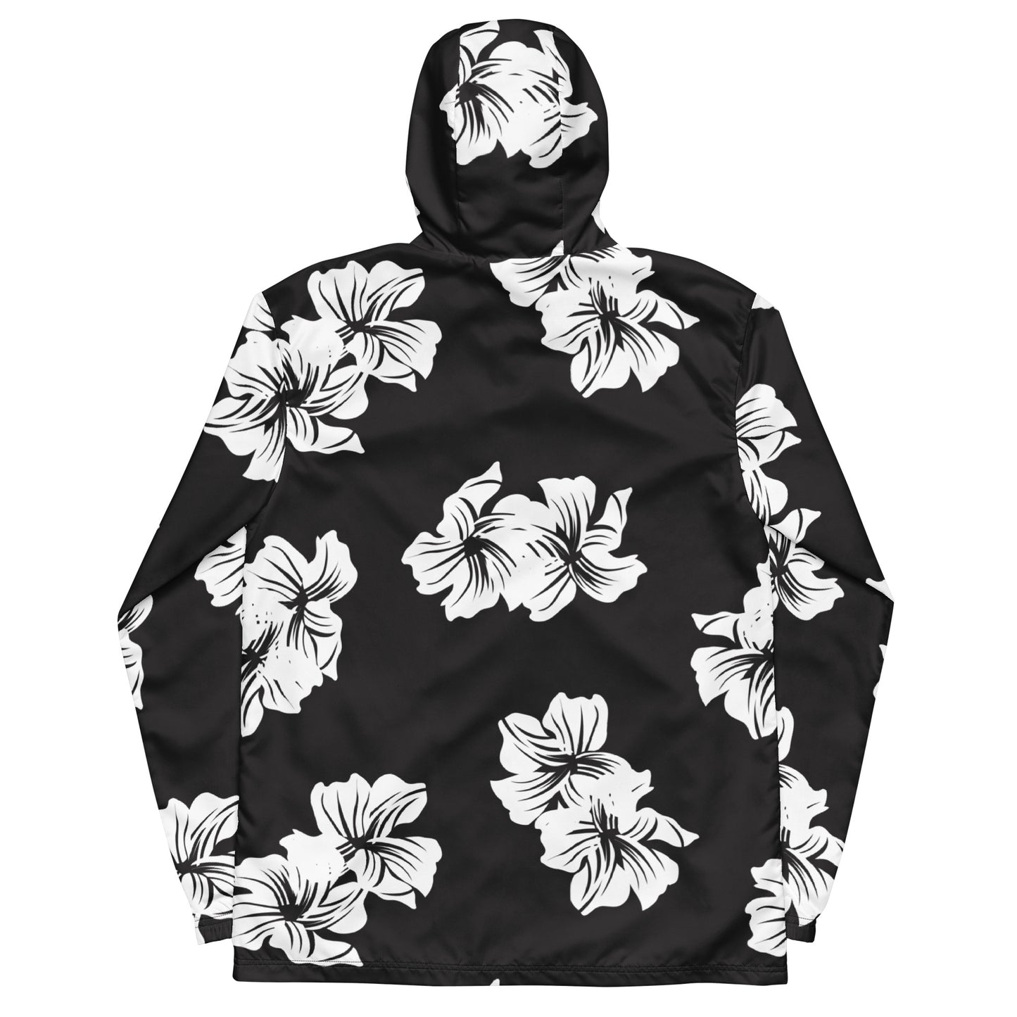 windbreaker Unisex Adult Activewear black and white flower print