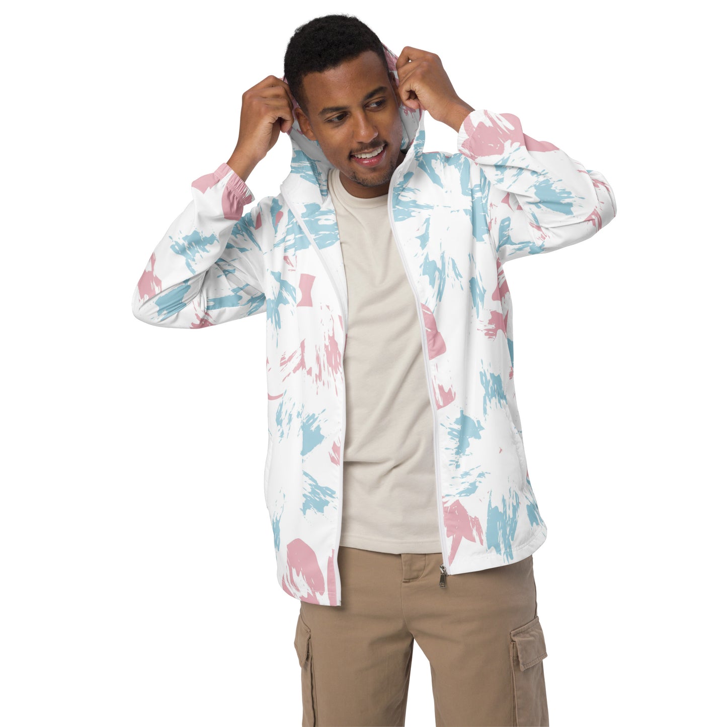 Unisex windbreaker Adult Activewear pink and blue white colors