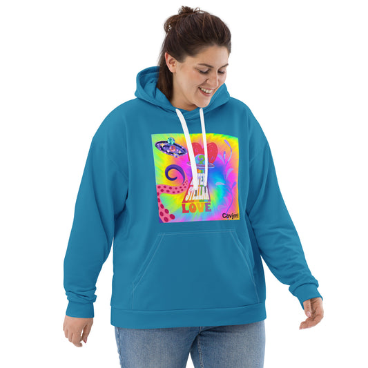 Unisex Hoodie blue with neon pink yellow green blue Adult Activewear