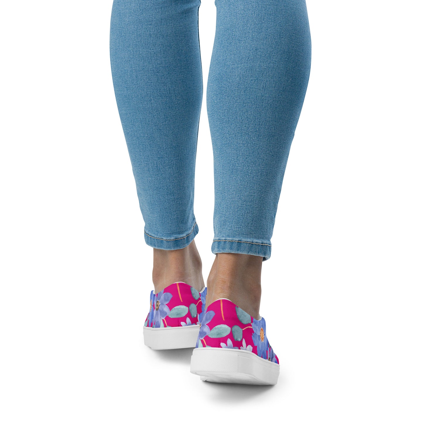 Women’s slip-on canvas shoes Pinky Flowers